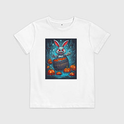 Футболка хлопковая детская Кролик в бешенстве, цвет: белый