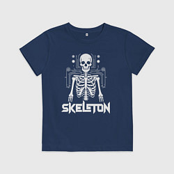 Футболка хлопковая детская Скелет в схемах, цвет: тёмно-синий