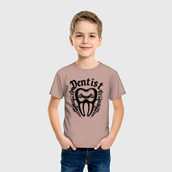 Футболка хлопковая детская Зубной мастер зуб механический, цвет: пыльно-розовый — фото 2