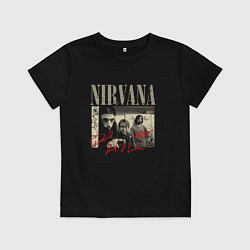 Футболка хлопковая детская Нирвана фото с автографами, цвет: черный