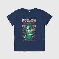 Футболка хлопковая детская Caffeine powers activate, цвет: тёмно-синий
