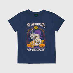 Футболка хлопковая детская Im nightmare before coffee, цвет: тёмно-синий