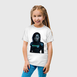 Футболка хлопковая детская Билли Айлиш в космическом костюме, цвет: белый — фото 2