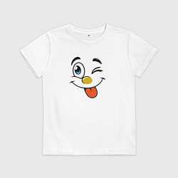 Футболка хлопковая детская Позитивный смайлик, цвет: белый