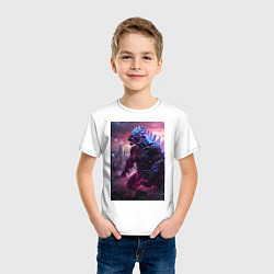 Футболка хлопковая детская Годзилла посреди мегаполиса, цвет: белый — фото 2