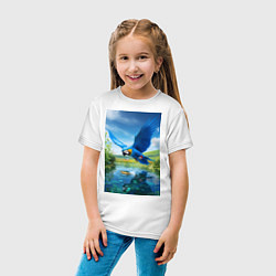 Футболка хлопковая детская Попугай ловит рыбу, цвет: белый — фото 2