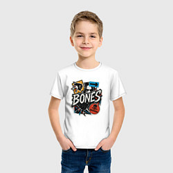 Футболка хлопковая детская Bones в стиле наклеек, цвет: белый — фото 2