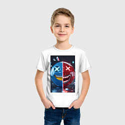 Футболка хлопковая детская Смайлик твоего настроения, цвет: белый — фото 2