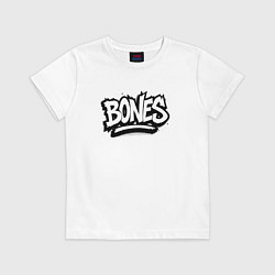 Футболка хлопковая детская Bones белый логотип, цвет: белый