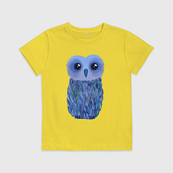 Футболка хлопковая детская Сова - вселенная внутри - живопись, цвет: желтый