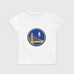 Футболка хлопковая детская Голден Стэйт Уорриорз - логотип, цвет: белый