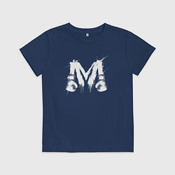 Футболка хлопковая детская М буква в бойцовских перчатках, цвет: тёмно-синий