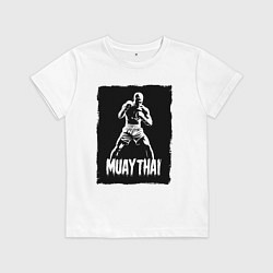 Футболка хлопковая детская Муай тай сила и мощь, цвет: белый