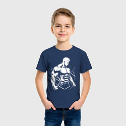 Футболка хлопковая детская Мускулистый аниме, цвет: тёмно-синий — фото 2