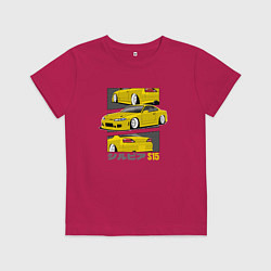 Футболка хлопковая детская Nissan Silvia S15 дрифт икона, цвет: маджента