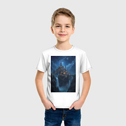 Футболка хлопковая детская Замок Хогвартс под звездным небом, цвет: белый — фото 2