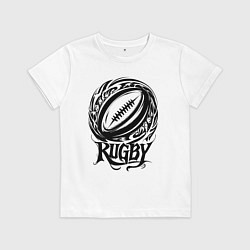 Футболка хлопковая детская Регби орнамент, цвет: белый