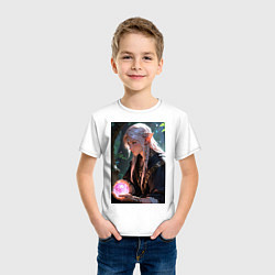 Футболка хлопковая детская Серьёзная эльфийка с магической сферой, цвет: белый — фото 2