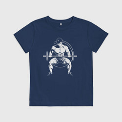 Футболка хлопковая детская Пауэрлифтер аниме, цвет: тёмно-синий