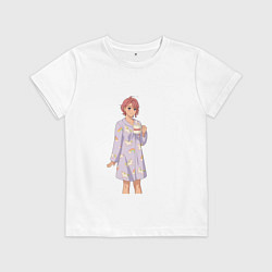 Футболка хлопковая детская Дандадан кавайная Сиратори Айра, цвет: белый