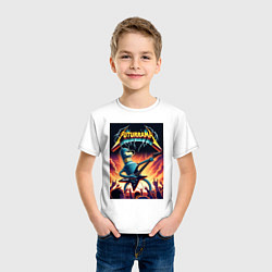 Футболка хлопковая детская Bender cool thrash rock guitarist - Futurama, цвет: белый — фото 2