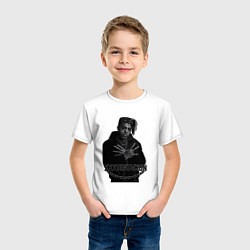 Футболка хлопковая детская XXXTentacion в черно-белом стиле, цвет: белый — фото 2