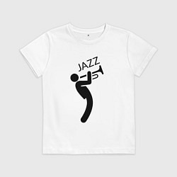 Футболка хлопковая детская Джазовый трубач, цвет: белый