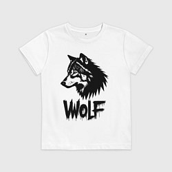 Футболка хлопковая детская Волк в стиле граффити, цвет: белый