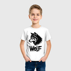 Футболка хлопковая детская Волк в стиле граффити, цвет: белый — фото 2