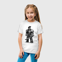 Футболка хлопковая детская Спартанец с цепным клинком, цвет: белый — фото 2