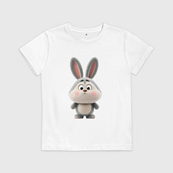 Футболка хлопковая детская Милый серый кролик, цвет: белый