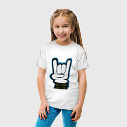 Футболка хлопковая детская Знак рок-н-рол на стене, цвет: белый — фото 2