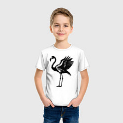 Футболка хлопковая детская Черный фламинго с крыльями, цвет: белый — фото 2