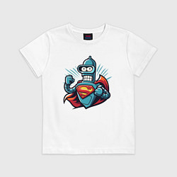 Футболка хлопковая детская Super Bender - ai art meme fantasy, цвет: белый