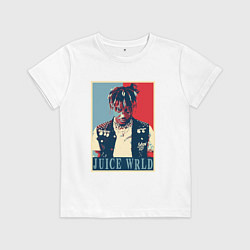 Футболка хлопковая детская Rapper Juice WRLD, цвет: белый