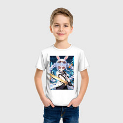 Футболка хлопковая детская Кролик в очках с мечем, цвет: белый — фото 2