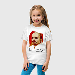 Футболка хлопковая детская Ленин вождь иероглифы, цвет: белый — фото 2