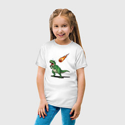 Футболка хлопковая детская Страх динозавра, цвет: белый — фото 2
