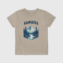 Футболка хлопковая детская Природа Камчатки, цвет: миндальный