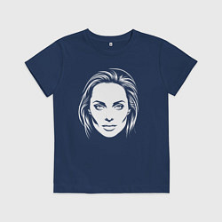 Футболка хлопковая детская Анджелина Джоли лицо, цвет: тёмно-синий