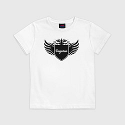 Футболка хлопковая детская Дагестанские крылья на щите, цвет: белый
