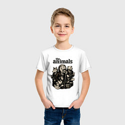 Футболка хлопковая детская The animals группа из зверей, цвет: белый — фото 2