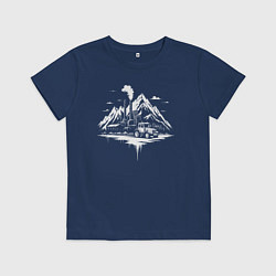 Футболка хлопковая детская Индустриальный пейзаж в горах, цвет: тёмно-синий
