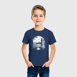 Футболка хлопковая детская Падающая башня и колизей, цвет: тёмно-синий — фото 2