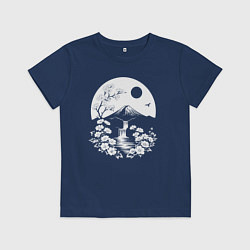 Футболка хлопковая детская Лунная гармония Фудзи, цвет: тёмно-синий