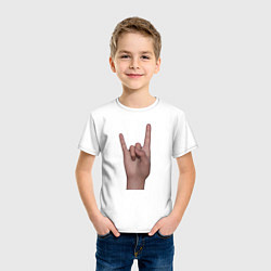 Футболка хлопковая детская Жест коза правой рукой, цвет: белый — фото 2