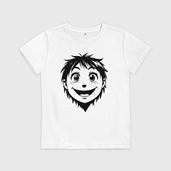 Футболка хлопковая детская Улыбчивый аниме-мальчик, цвет: белый