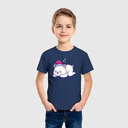 Футболка хлопковая детская Спящий мишка, цвет: тёмно-синий — фото 2