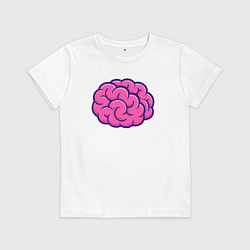 Футболка хлопковая детская Розовый мозг, цвет: белый