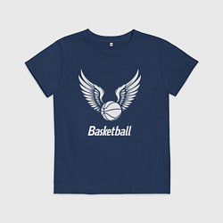Футболка хлопковая детская Basketball мяч с крыльями, цвет: тёмно-синий
